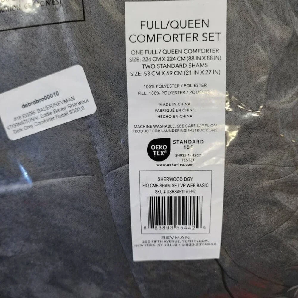 Eddie Bauer Sherwood Reversible Micro-suede Sherpa Comforter Set Full/Queen Gray